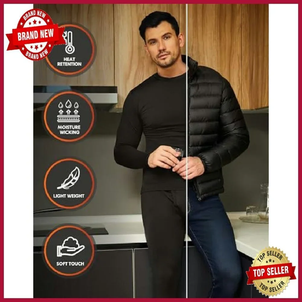 Men's Thermal Underwear Set Fleece Lined Base Layer Long Johns Top Bottom